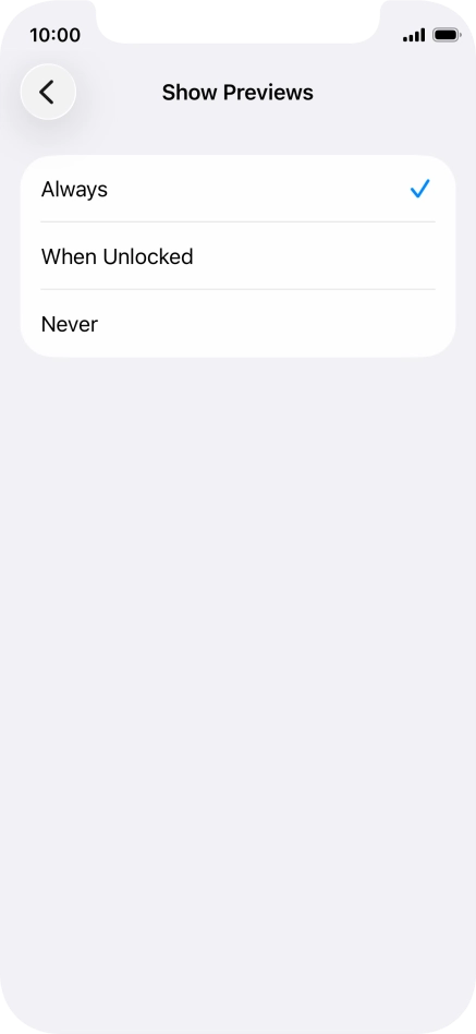 To select notification preview on the lock screen, press Always. To select notification preview on the lock screen, press Always.