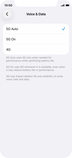 To turn on automatic switch between 5G and 4G, press 5G Auto. To turn on automatic switch between 5G and 4G, press 5G Auto.
