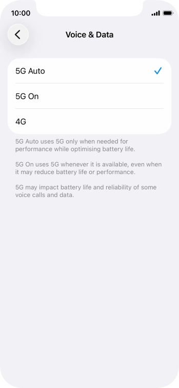 To turn on automatic switch between 5G and 4G, press 5G Auto. To turn on automatic switch between 5G and 4G, press 5G Auto.