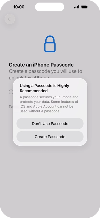 If you turn off the function, press Don't Use Passcode. If you turn off the function, press Don't Use Passcode.