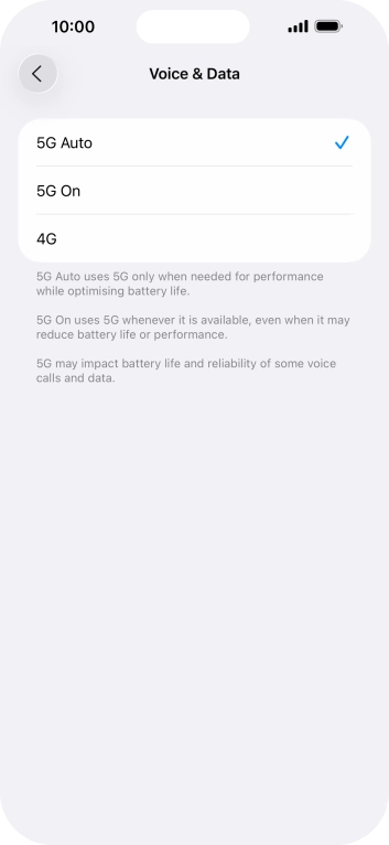 To turn on automatic switch between 5G and 4G, press 5G Auto. To turn on automatic switch between 5G and 4G, press 5G Auto.