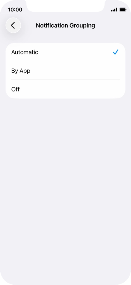 Press the required setting. Press the required setting.
