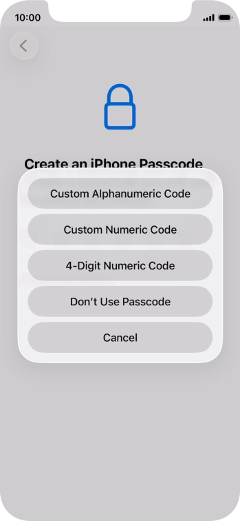 Follow the instructions on the screen to turn on use of phone lock code or press Don't Use Passcode. Follow the instructions on the screen to turn on use of phone lock code or press Don't Use Passcode.
