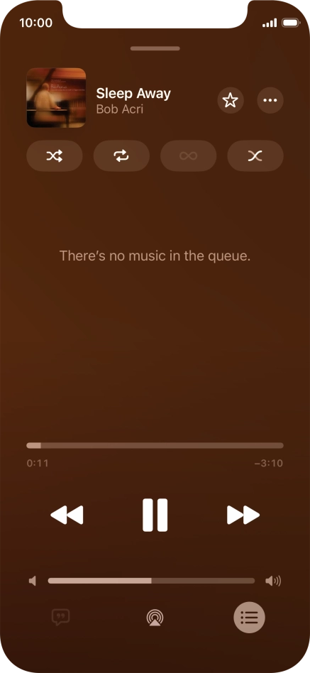 Press the shuffle icon to turn the function on or off. Press the shuffle icon to turn the function on or off.
