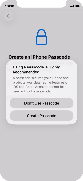 If you turn off the function, press Don't Use Passcode. If you turn off the function, press Don't Use Passcode.