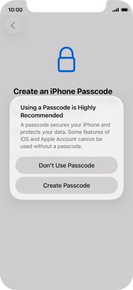 If you turn off the function, press Don't Use Passcode. If you turn off the function, press Don't Use Passcode.