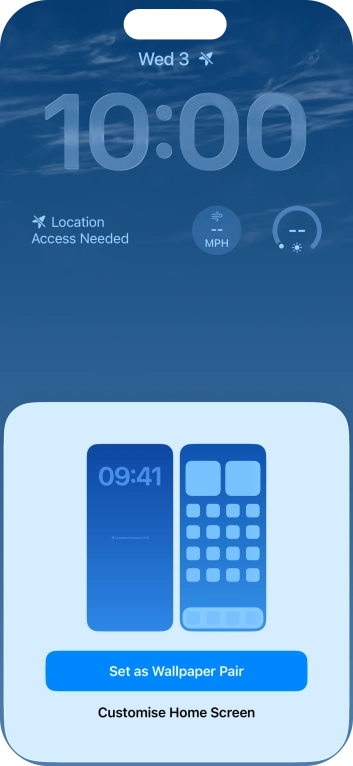 To use the same colour theme on the home screen, press Set as Wallpaper Pair. To use the same colour theme on the home screen, press Set as Wallpaper Pair.