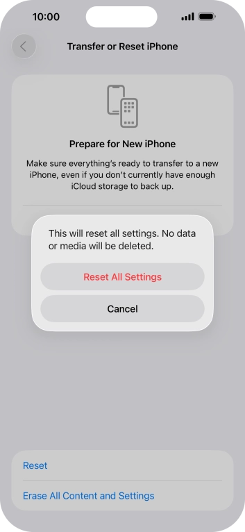 Press Reset All Settings. Press Reset All Settings.