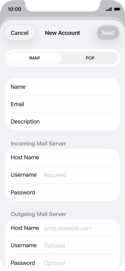 Press IMAP. Press IMAP.