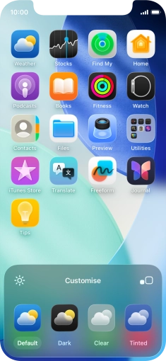 Press the required setting to select the size of app icons on the home screen. Press the required setting to select the size of app icons on the home screen.