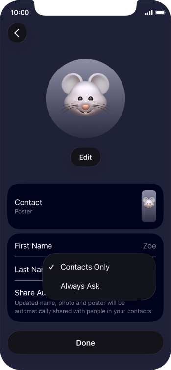 Press the required setting. Press the required setting.