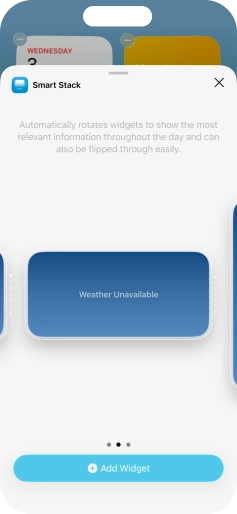 Slide your finger right or left on the screen to select the required widget size. Slide your finger right or left on the screen to select the required widget size.