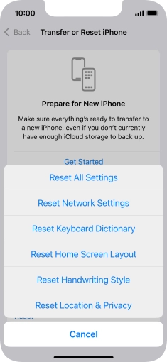 Press Reset All Settings. Press Reset All Settings.