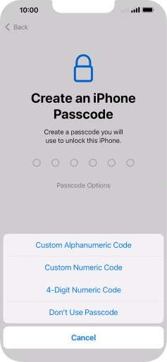 Follow the instructions on the screen to turn on use of phone lock code or press Don't Use Passcode. Follow the instructions on the screen to turn on use of phone lock code or press Don't Use Passcode.