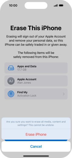 Press Erase iPhone. Press Erase iPhone.