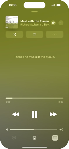 Press the shuffle icon to turn the function on or off. Press the shuffle icon to turn the function on or off.