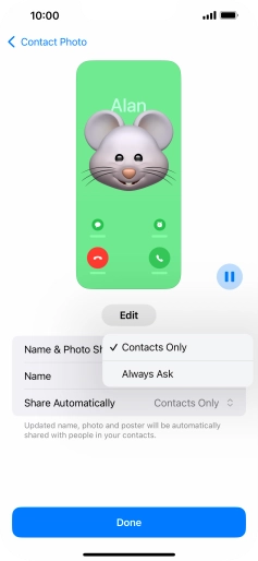 Press the required setting. Press the required setting.