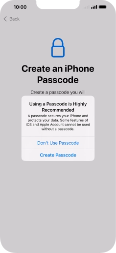 If you turn off the function, press Don't Use Passcode. If you turn off the function, press Don't Use Passcode.