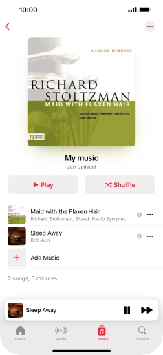 Press the song title. Press the song title.