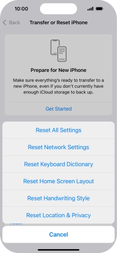 Press Reset All Settings. Press Reset All Settings.