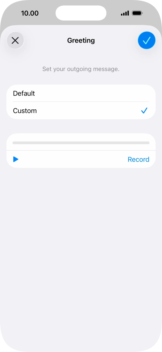 Press the play icon to play your personal greeting. Press the play icon to play your personal greeting.
