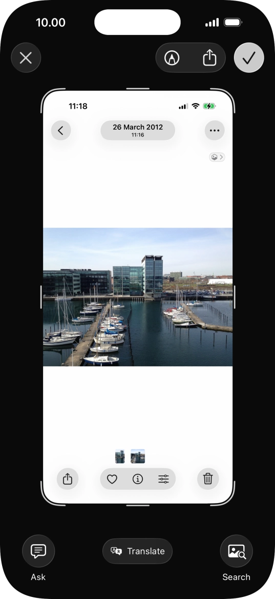 To use visual intelligence via screenshot, take a screenshot and follow the instructions on the screen to use the function. To use visual intelligence via screenshot, take a screenshot and follow the instructions on the screen to use the function.