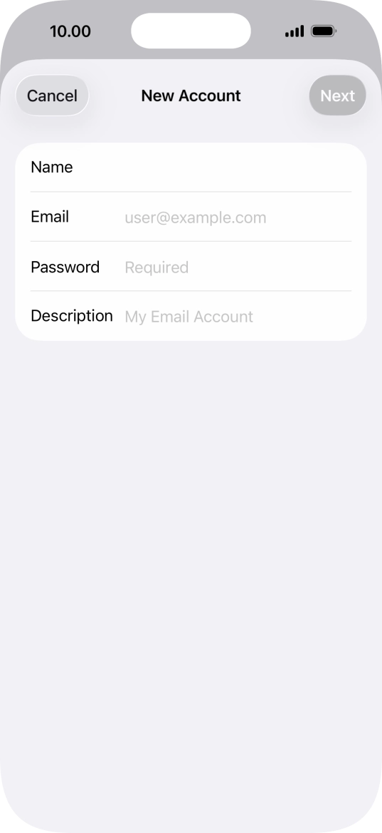 Press Password and key in the password for your email account. Press Password and key in the password for your email account.