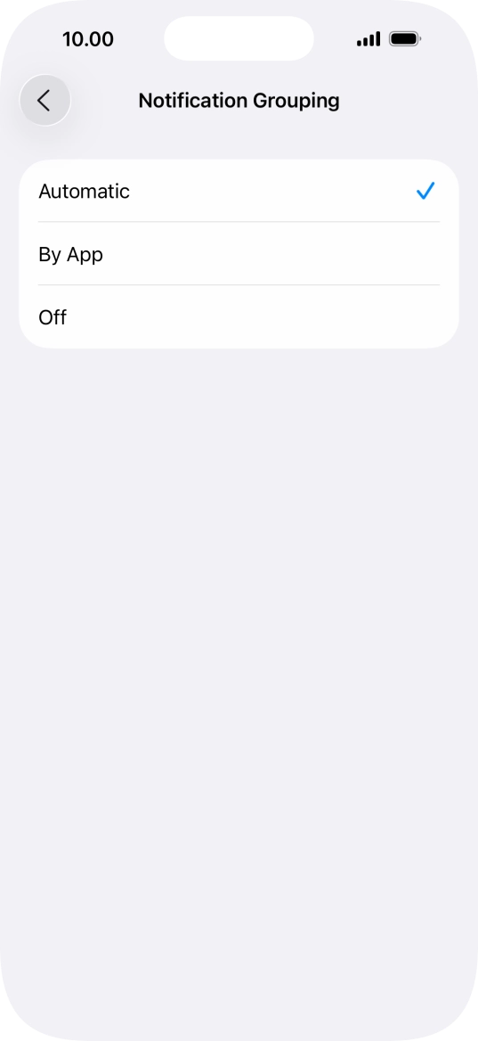 Press the required setting. Press the required setting.