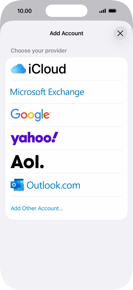 Press Add Other Account.... Press Add Other Account....