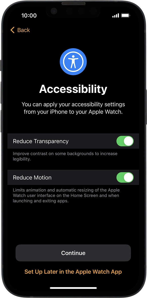 On your phone: Follow the instructions on the screen to select the required settings and press Continue. On your phone: Follow the instructions on the screen to select the required settings and press Continue.