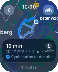 Turn the Digital Crown to see the suggested routes. Turn the Digital Crown to see the suggested routes.