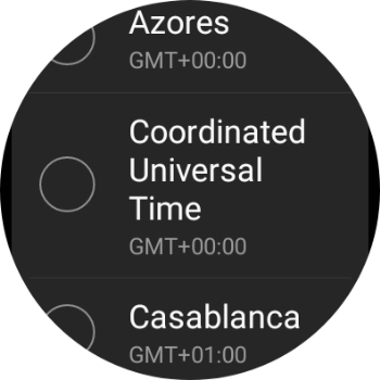 Press the required time zone. Press the required time zone.