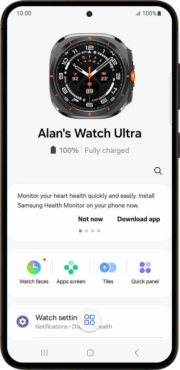 On your phone: When this screen is displayed, your smartwatch is activated and synchronised with your phone. On your phone: When this screen is displayed, your smartwatch is activated and synchronised with your phone.