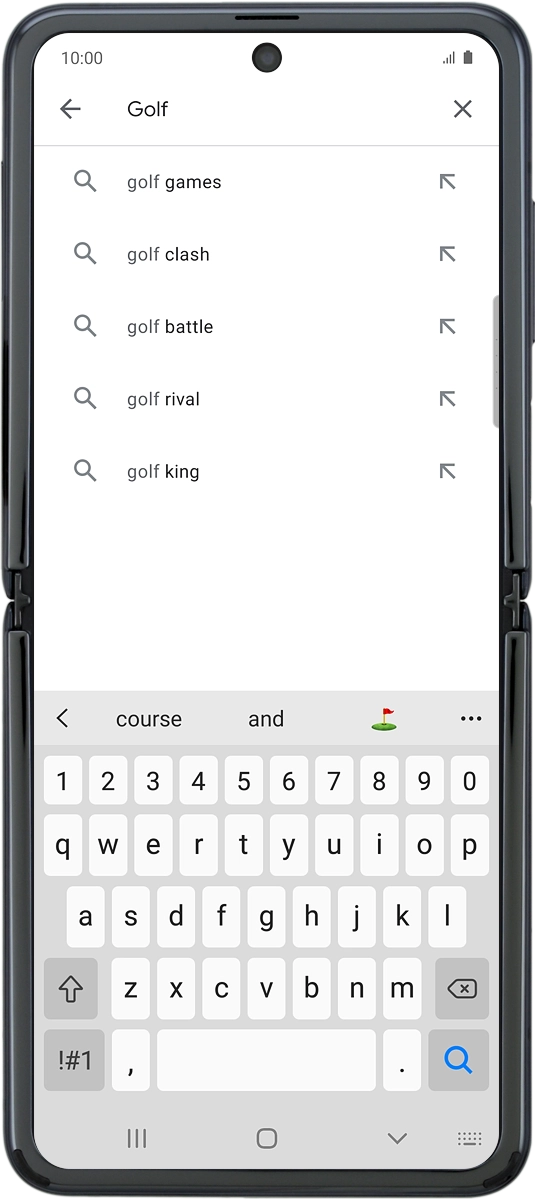 On your phone: Key in the name or subject of the required app and press the search icon. On your phone: Key in the name or subject of the required app and press the search icon.