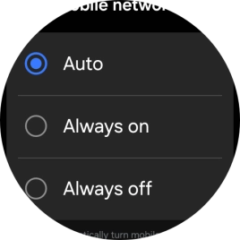 Press the required setting for mobile data usage. Press the required setting for mobile data usage.