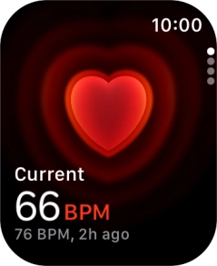 Your current heart rate is displayed below Current. Your current heart rate is displayed below Current.