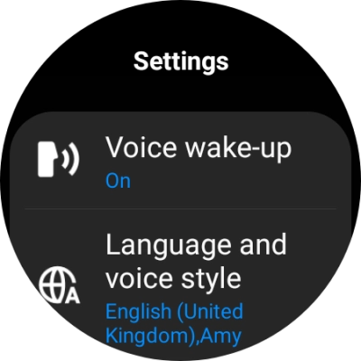 Press Language and voice style. Press Language and voice style.