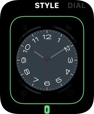Turn the Digital Crown to change between the different designs. Turn the Digital Crown to change between the different designs.