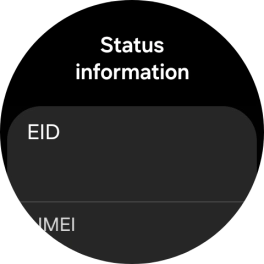 Your smartwatch's EID number is displayed below EID. Your smartwatch's EID number is displayed below EID.