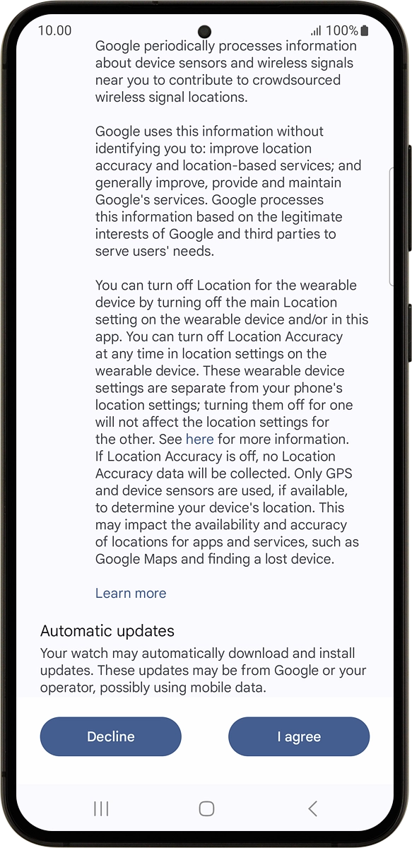 On your phone: Press I agree. On your phone: Press I agree.