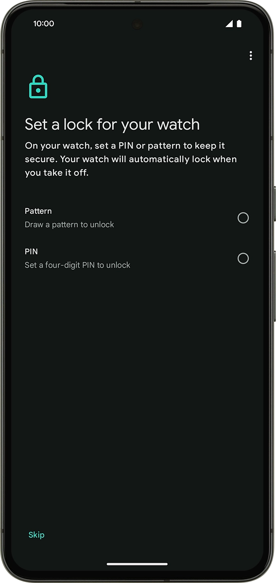 On your phone: Follow the instructions on the screen to set up a screen lock or press Skip. On your phone: Follow the instructions on the screen to set up a screen lock or press Skip.