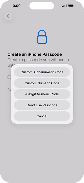 Follow the instructions on the screen to turn on use of phone lock code or press Don't Use Passcode. Follow the instructions on the screen to turn on use of phone lock code or press Don't Use Passcode.