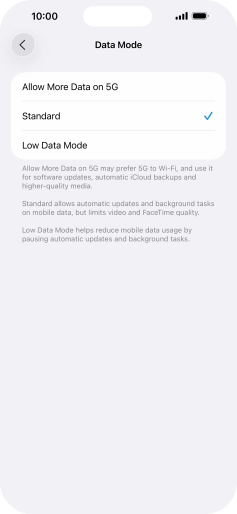 Press the required setting. Press the required setting.