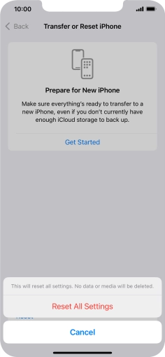 Press Reset All Settings. Press Reset All Settings.