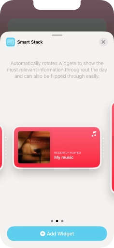 Slide your finger right or left on the screen to select the required widget size. Slide your finger right or left on the screen to select the required widget size.