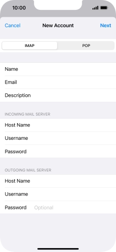 Press Password and key in the password for your email account. Press Password and key in the password for your email account.