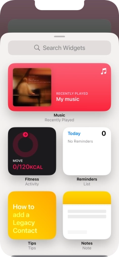 Press the required widget. Press the required widget.