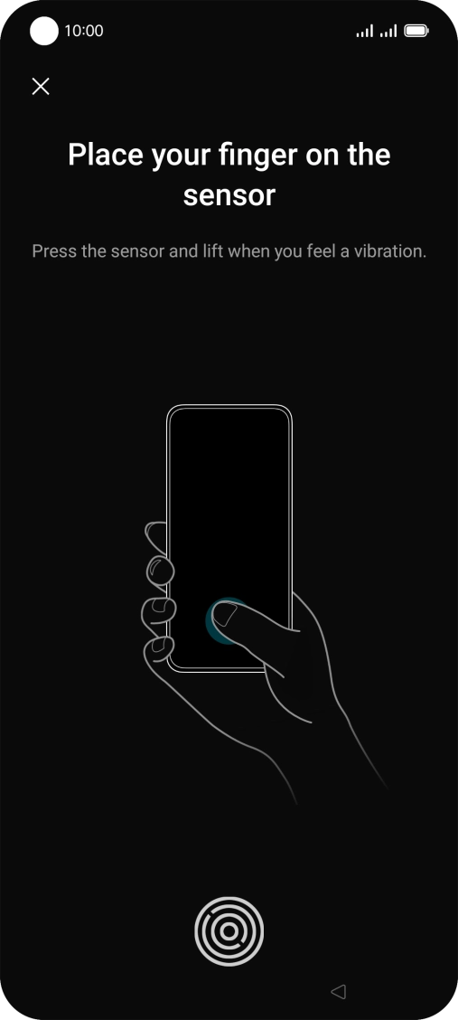 Follow the instructions on the screen to create the phone lock code using your fingerprint. Follow the instructions on the screen to create the phone lock code using your fingerprint.