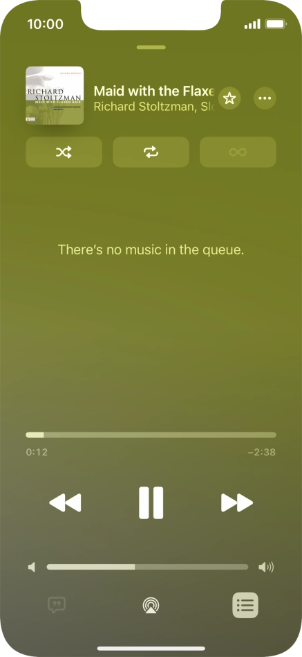 Press the shuffle icon to turn the function on or off. Press the shuffle icon to turn the function on or off.