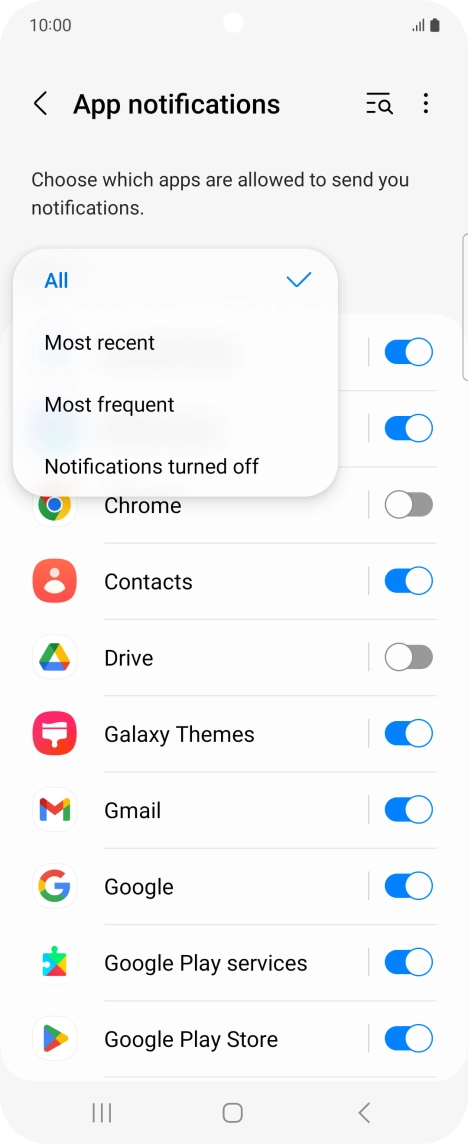 Press the required setting. Press the required setting.